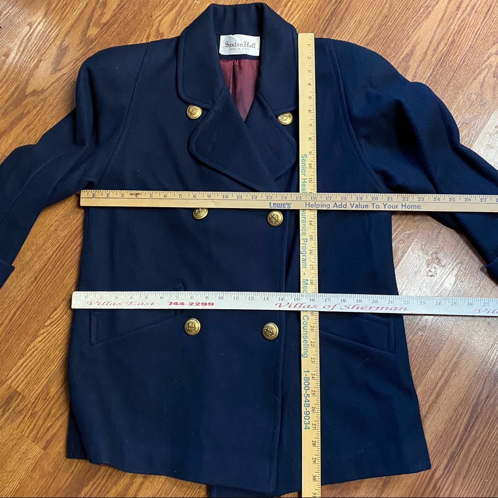 Vintage 70’s Navy Anchor Coat Wool Pea Coat Military Jacket - Picture 10 of 14